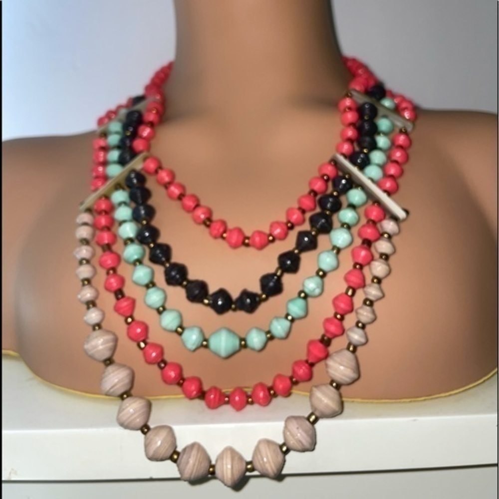 Beaded boho tribal style necklace choker statement